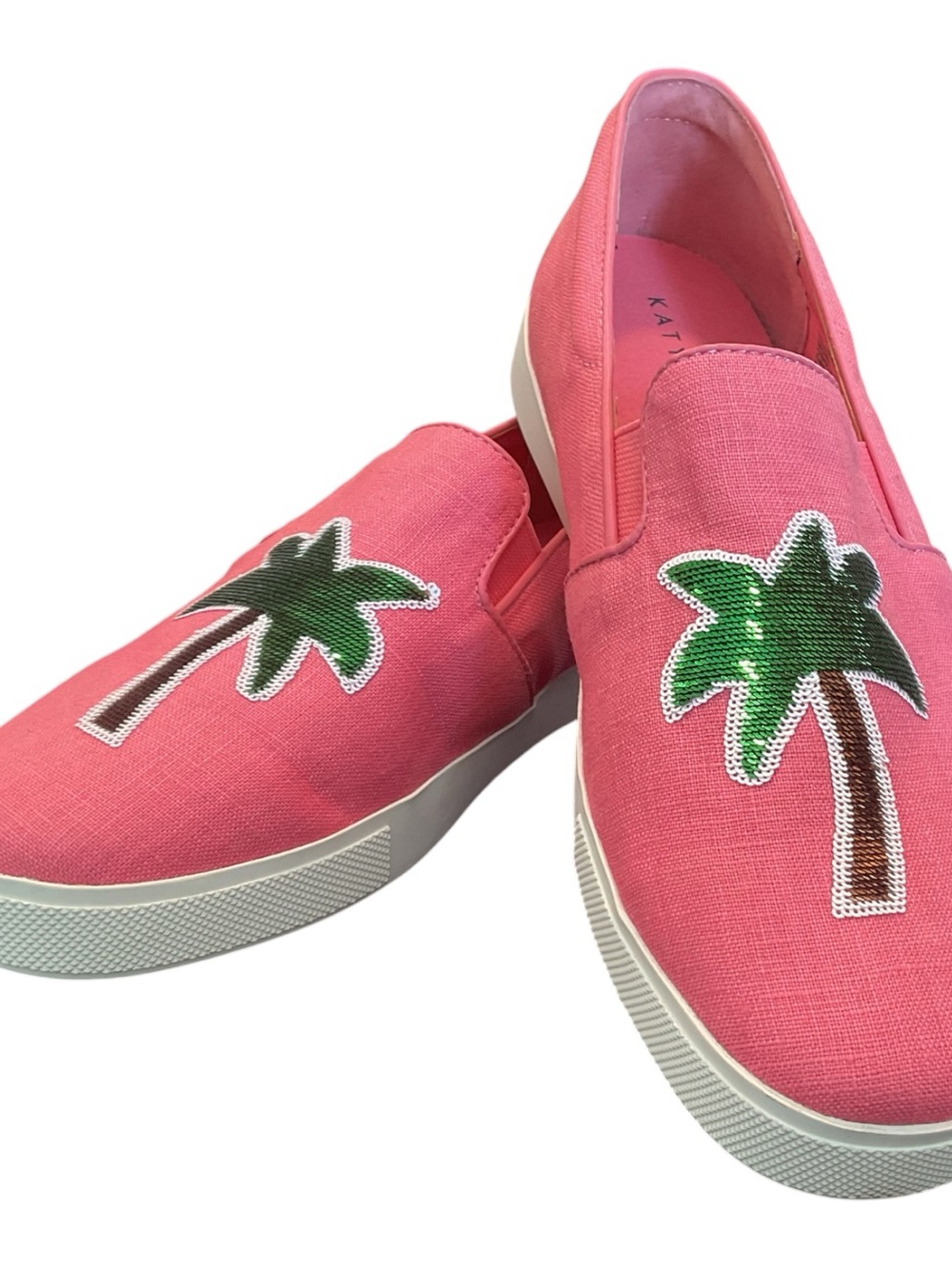 Katy Perry Pink Canvas sequin Palm tree shoe size 9